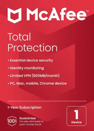 McAfee Total Protection termékkulcs 1 eszközre, 1 évre
